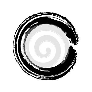 Zen circle drawn with a brush with black paint