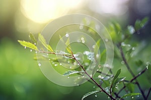 A Zen Display of Nature: Tranquil Tree Branch Adorned by Sunlight in Natural Landscape