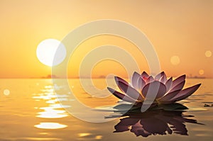 Zen flower lotus on sunset