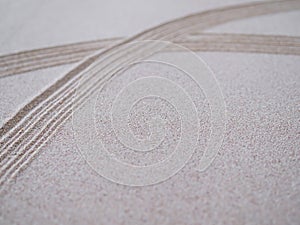 Zen Garden Calm Symbols Nature Line Pattern Texture Japan on Sand Beach Background,Design Buddhism Spa Meditation,Desert Balance