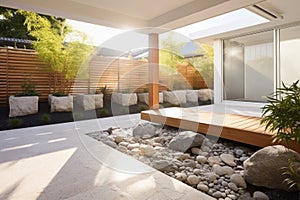 zen garden in a contemporary urban home