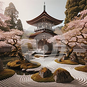Zen Garden Harmony: Pagoda in a Chinese Oasis