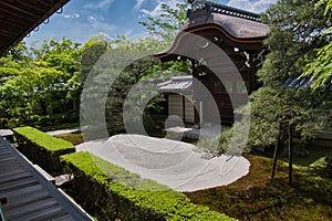 The Zen garden inside Eikan-Do temple. Kyoto Japan