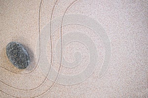 Zen Garden Japanese pattern on white sand background