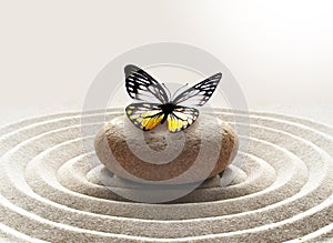 zen garden meditation stone background with stone and lines in sand for relaxation balance and harmony spirituality or