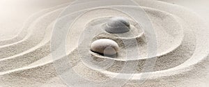 Zen garden meditation stone background with stones and lines in sand for relaxation balance and harmony spirituality or spa