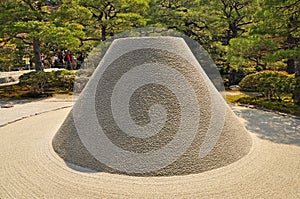 Zen garden sand tower named Kogetsudai