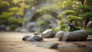 Zen Garden Serenity With Japanese Bonsai Trees