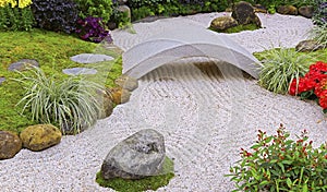 Zen garden in spring