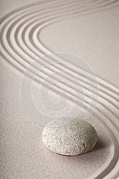 Zen garden stone and sand pattern tranquil relax
