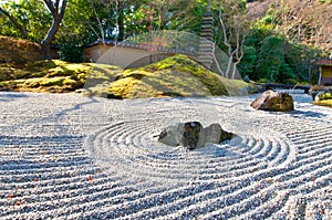 Zen garden at a sunny morning