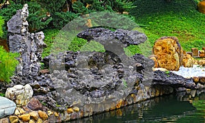 Zen garden with taihu rocks