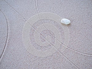 Zen Graden Japan Nature Background Calm Meditation Buddhism Symbols,Circle Stone on Desert Sand Beach Pattern Texture Line Design,