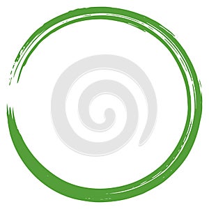 Zen Green Brush Circle Stroke Vector Art Painting