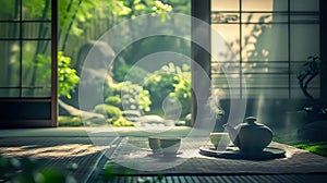 Zen Harmony in Tea Ritual./n