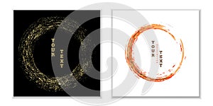 Zen ink circle emblem. Set. Paint strokes. Multi-colored strokes. Design template for the design of banners, posters, booklets,