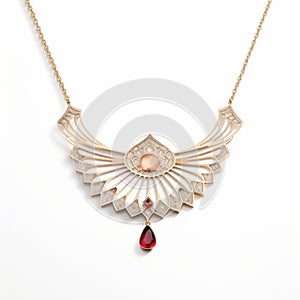 Zen-inspired Gold And Stone Necklace With Ruby Diamonds