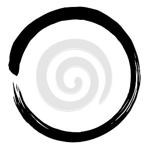Zen Japanese Enso Circle Brush Paint Vector Logo Icon Illustration