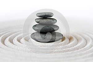 Zen japanese garden and black stones background