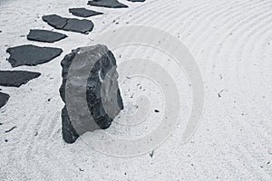 Zen japanese style of stone walkway path in the way