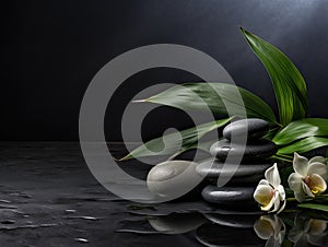 Zen like spa background image with flowers and stones