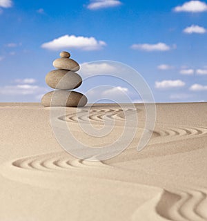 Zen meditation garden stones balance