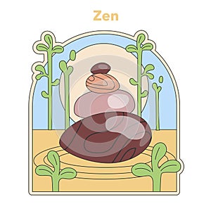 Zen meditation illustration. Flat vector illustration