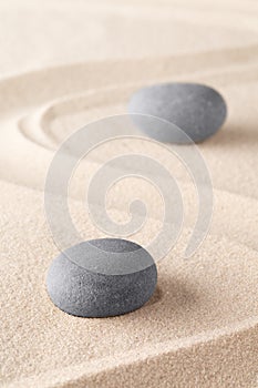 Zen meditation stone in Japanese zen garden