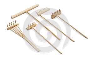 zen mini garden rake rock draving pen sand. bamboo tool set for meditation at home and in the office