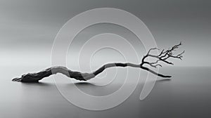 Zen Minimalism: Black And White Photograph Of A Dead Tree On The Ocean