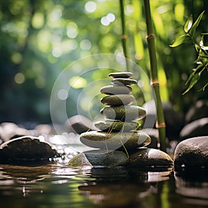 zen nature spa stones setting