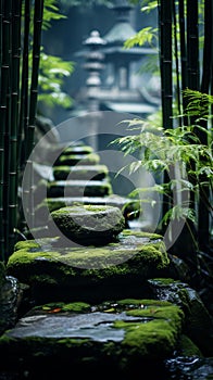 zen nature spa stones setting