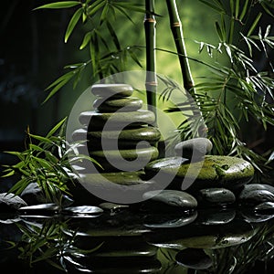 zen nature spa stones setting