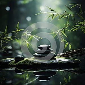 zen nature spa stones setting