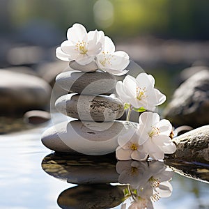 zen nature spa stones setting