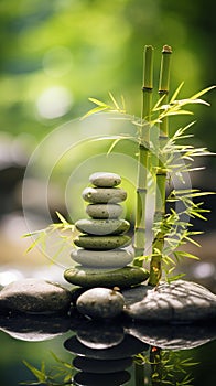 zen nature spa stones setting