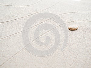 Zen Pebble on White Sand Garden Japanese Texture Pattern Line Abstract Japan on Beach Spa Nature,Rock Circle Symbols Harmony Calm