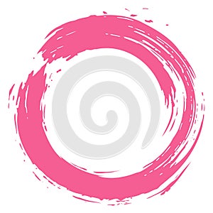 Zen Pink Circle Brush Stroke Art Logo Design Vector