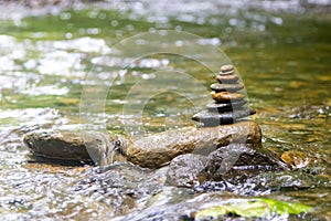 Zen river rock pile