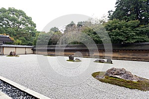 Zen Rock Garden in Ryoanji Temple.