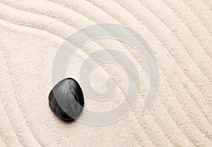 Zen sand and stone garden with raked curved lines. Simplicity, c