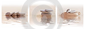 Zen sand and stone triptych photo