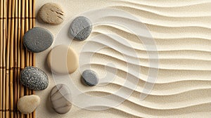 Zen Simplicity: A bamboo-inspired frame with smooth river stones on a