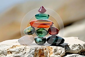 Zen, small pyramid of colorful stones