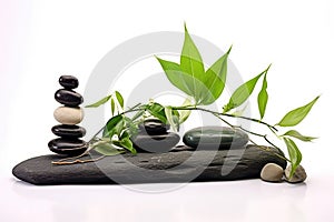 Zen spa green therapy health beauty balance stone rock leaf background