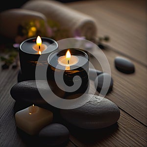 Zen stacked stones candles