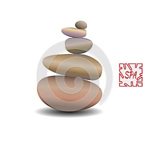 Zen stone balance, realistic image. 3D image of stones.