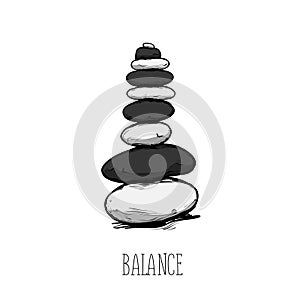 Zen stone balance with the text, peaceful concept