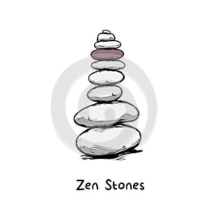 Zen stone balance with the text, peaceful concept