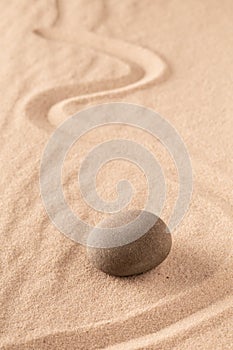 Zen stone Japanese meditation sand garden for focus and concentration on balance and spirituality